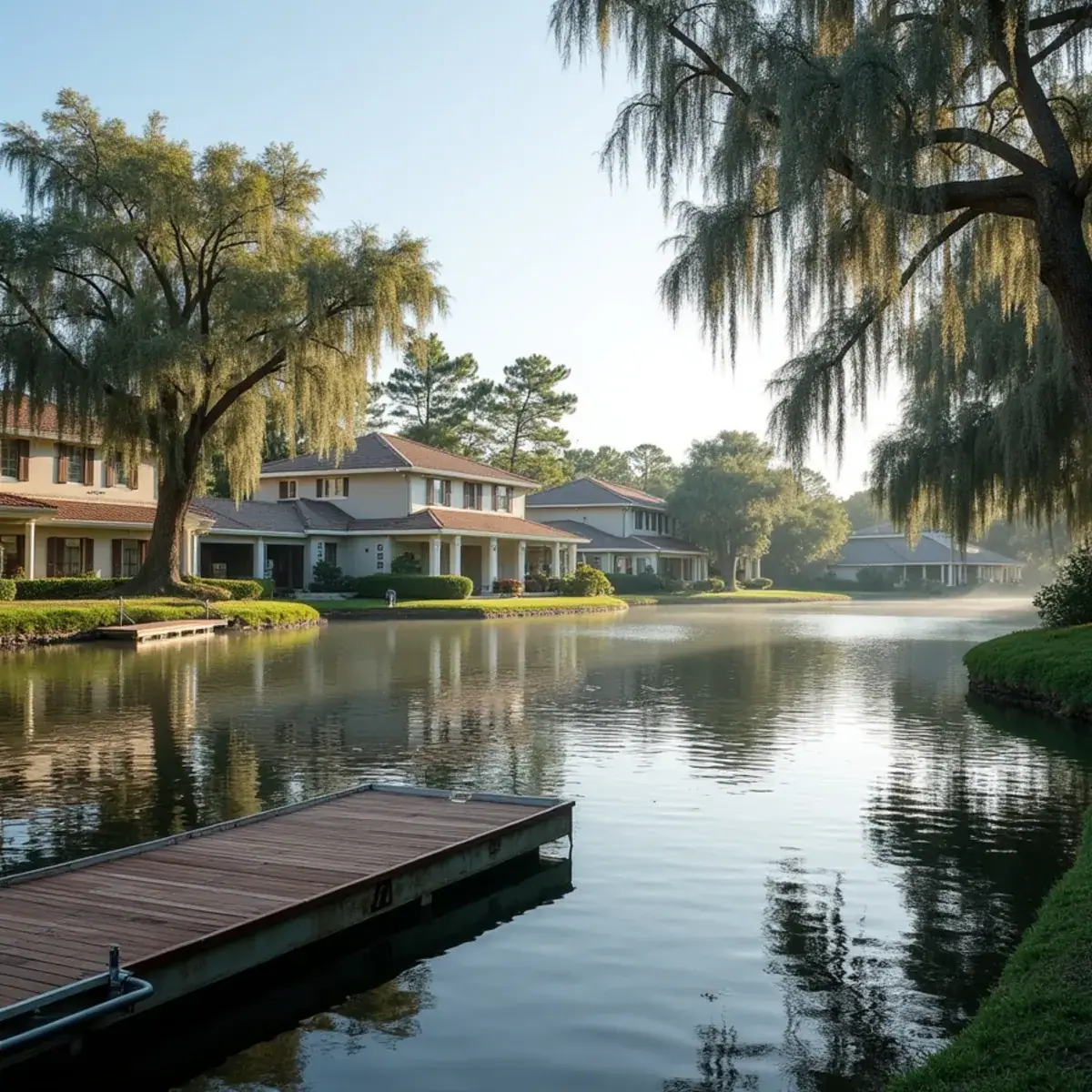 Lakefront homes with tile and shingle roofs on Lake Maitland in Maitland, FL